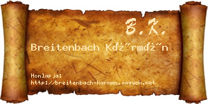 Breitenbach Kármán névjegykártya
